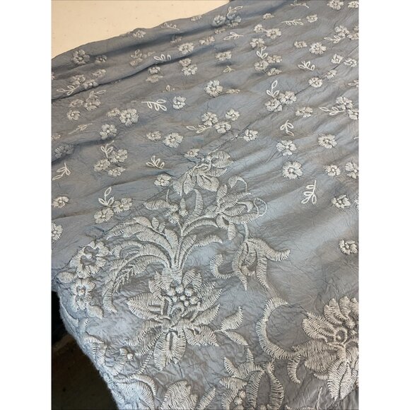 Johnny Was Top Womens XS Blue Flutter Sleeve Embroidered Tunic Resort Vacation - Picture 8 of 11